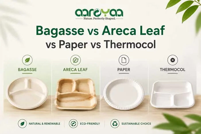 Bagasse vs Areca Leaf vs Paper vs Thermocol: Which Disposable Plate Should You Actually Buy?