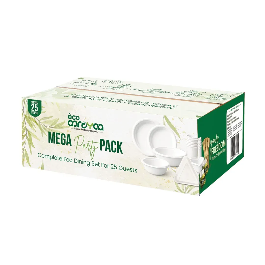 Eco Aaroyaa Mega Party Pack: The Complete Sustainable Dining Solution for 25 Guests