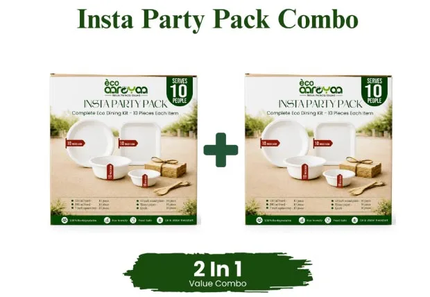 Insta Party Pack Complete Eco-Friendly Dining Set for 10 Guests (2 Pack): The Perfect Sustainable Party Solution