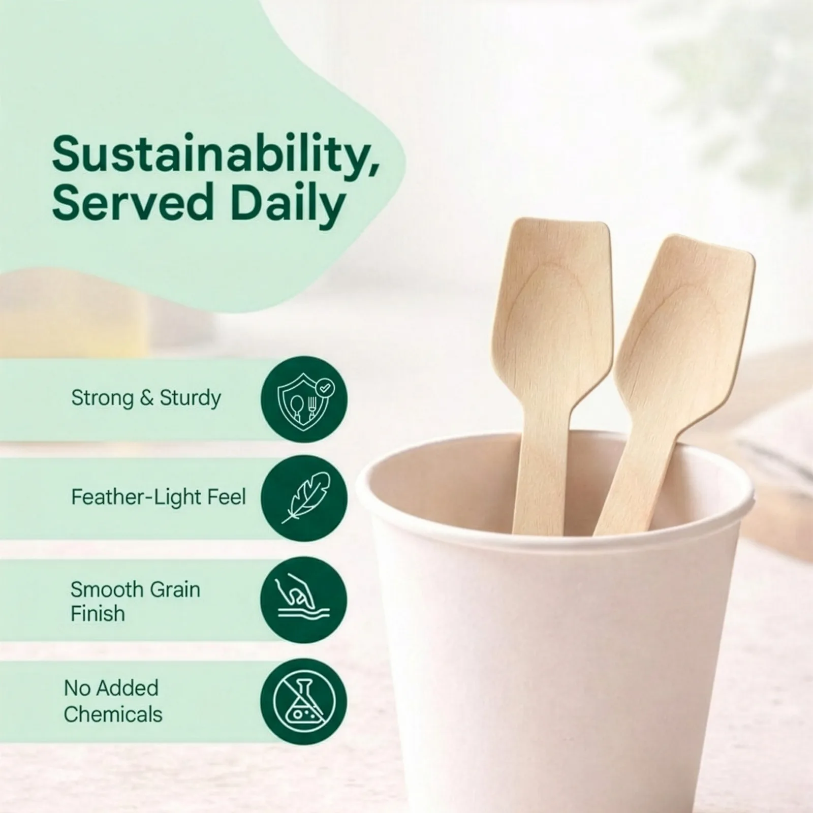 Wooden Cutlery Dessert Spoon 3