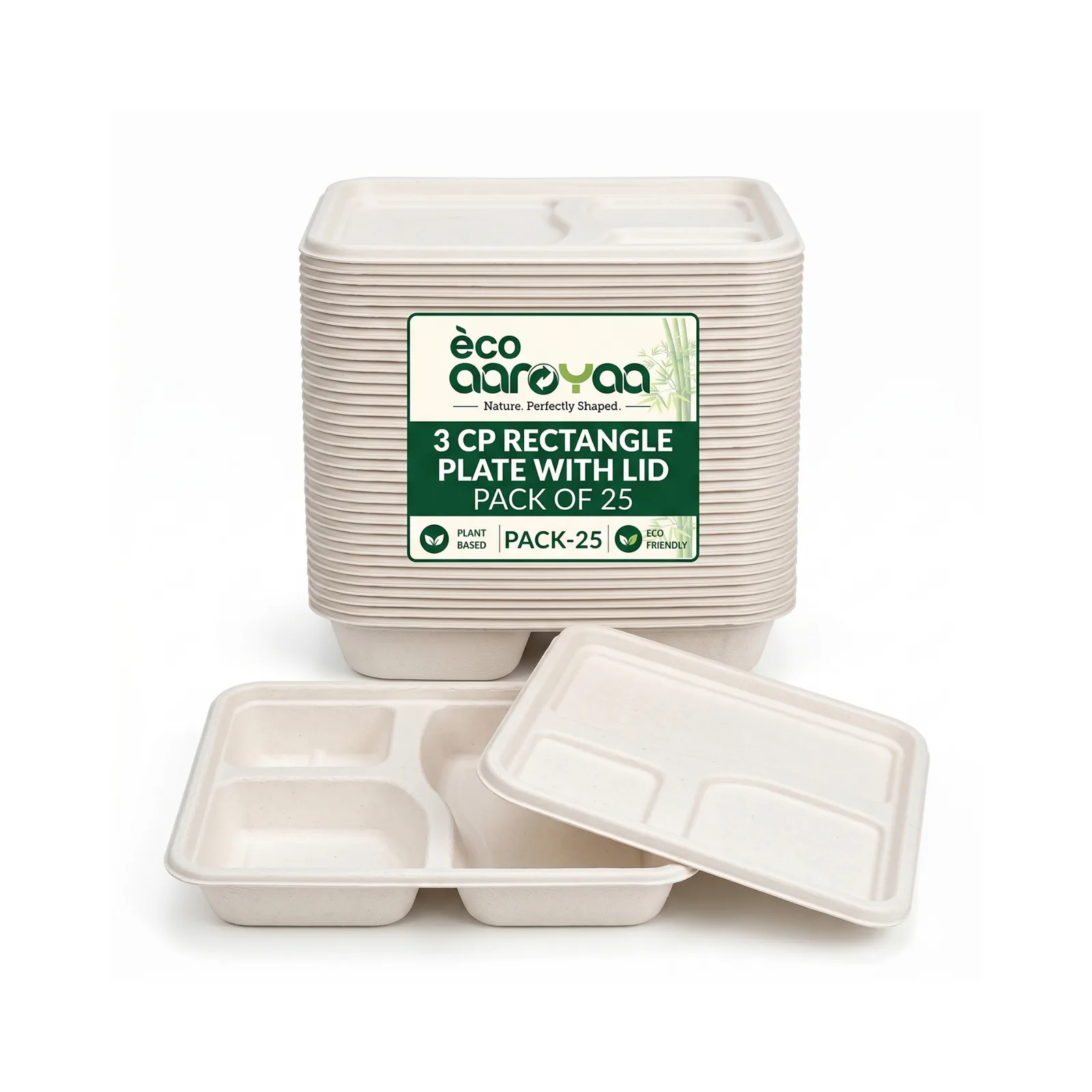 3 CP Rectangle Plate with Lid (Pack of 25) 1