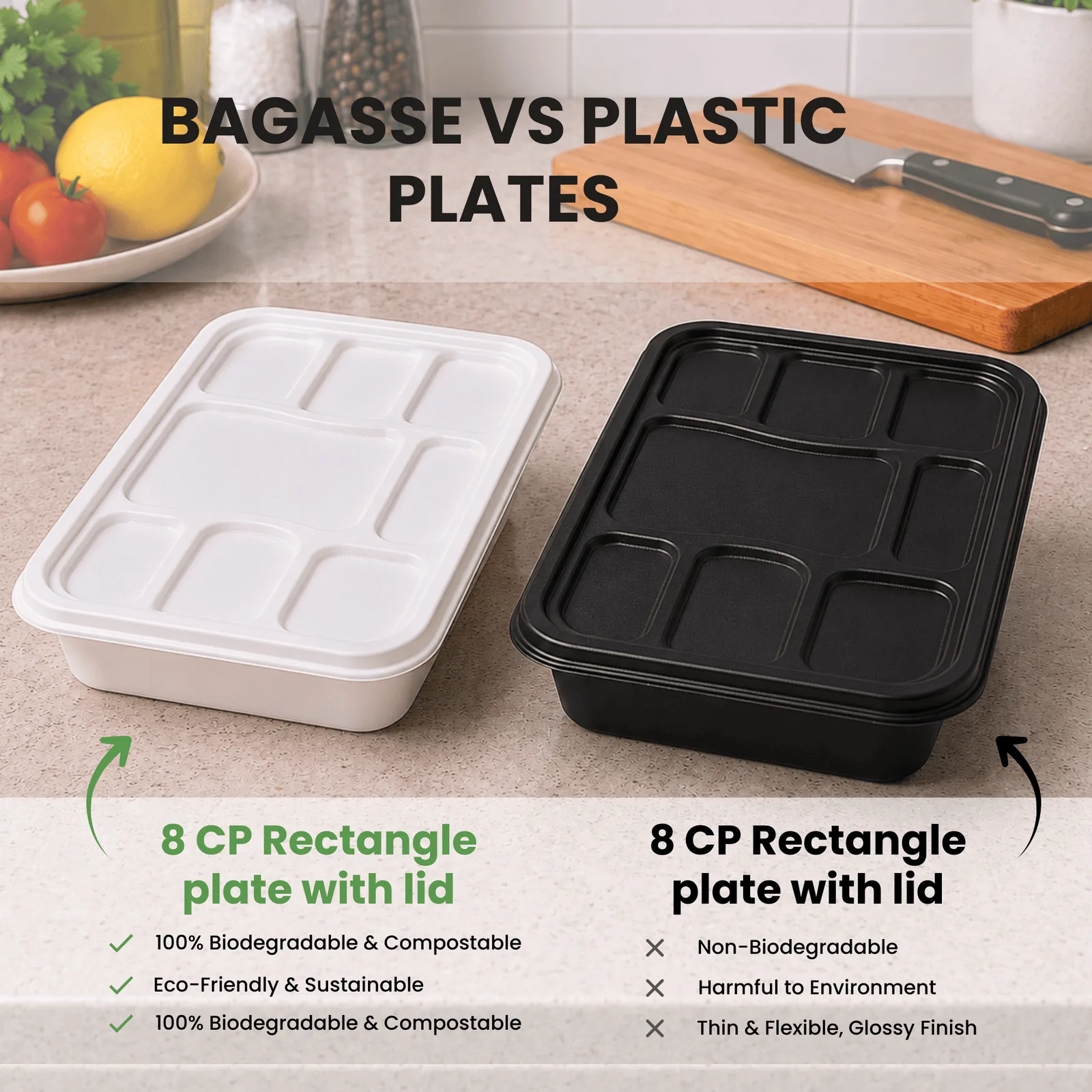 8 CP Rectangle Plate with Lid (Pack of 25) 5