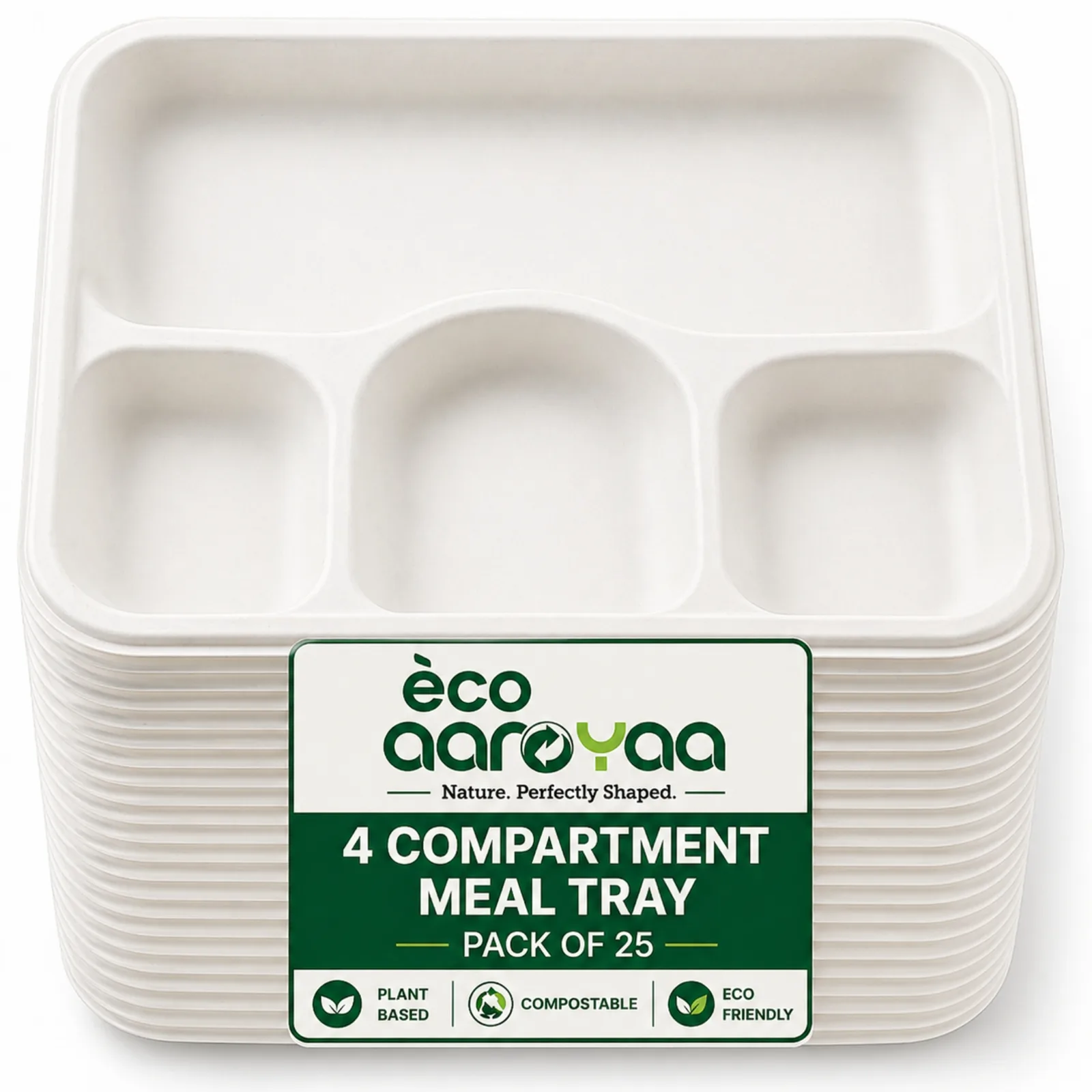 4 Compartment Meal Tray (Pack of 25) 1
