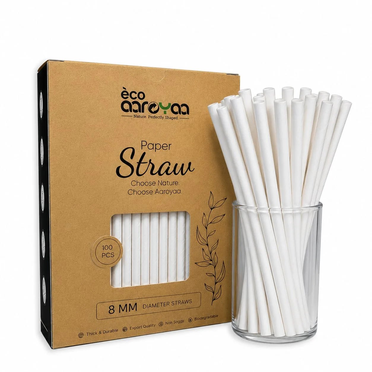Paper Straw 8 MM (Pack of 100)
