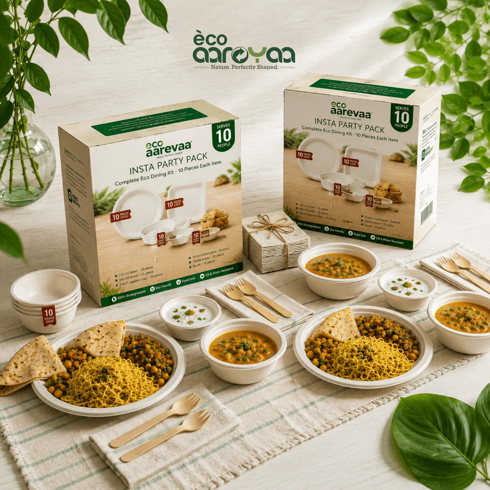 Insta Party Pack – Complete Eco-Friendly Dining Set for 10 Guests (2 pack) 2