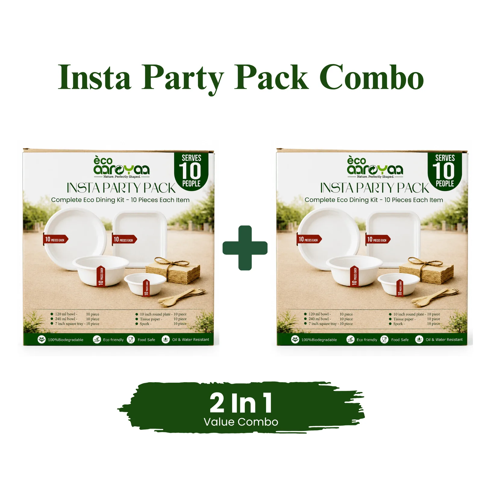 Insta Party Pack – Complete Eco-Friendly Dining Set for 10 Guests (2 pack) 1
