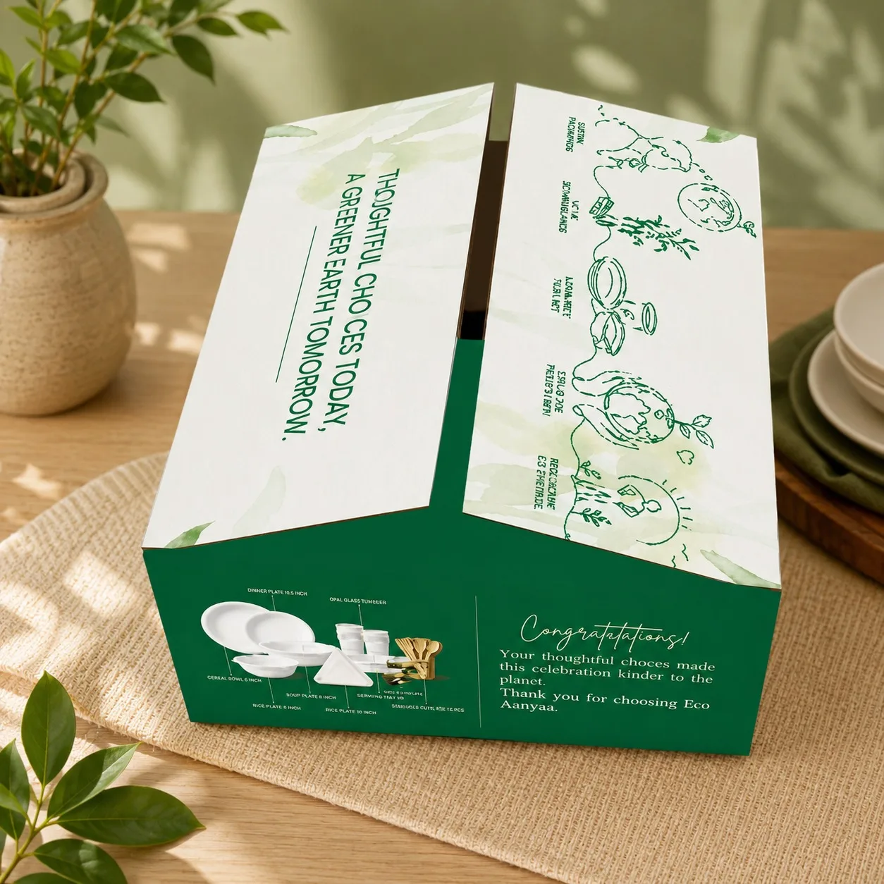 Eco Aaroyaa Mega Party Pack – Complete Eco Dining Set for 25 Guests 2