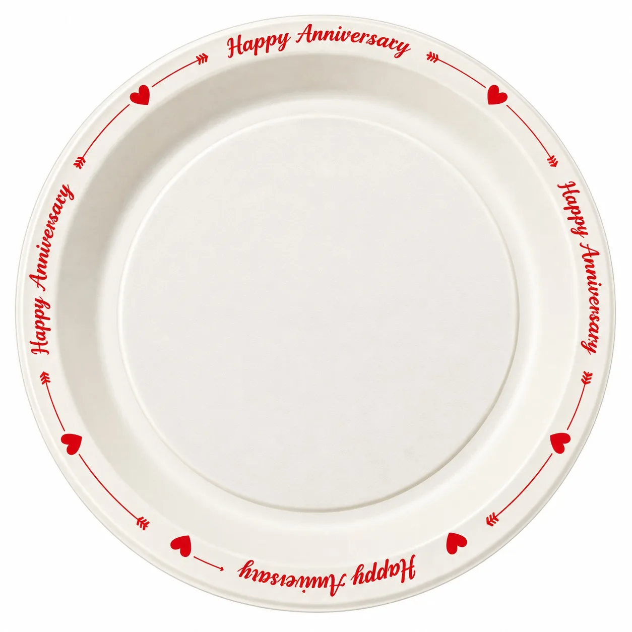 ECO AAROYAA PRINTED HAPPY ANNIVERSARY 11 INCH ROUND PLATE (PACK OF 50)